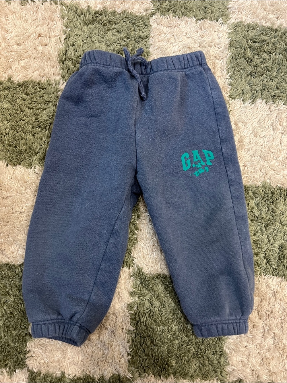 GAP Navy Blue Kids Fleece Sweats Joggers with Teal Logo
